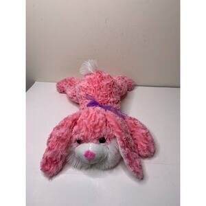 Walmart Dream Pink Laying Down Easter Bunny Rabbit 16" Plush Pink Nose Ribbon